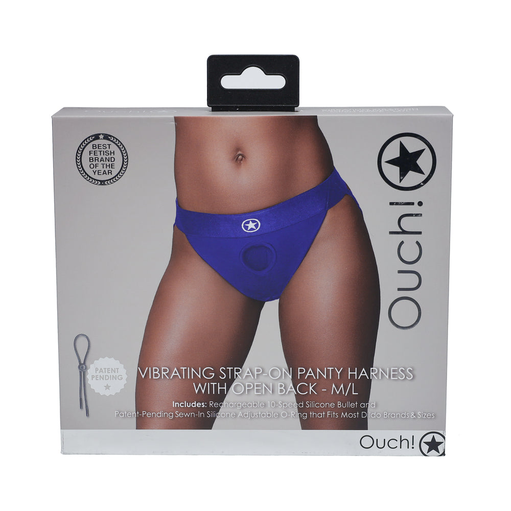 Ouch! Vibrating Strap-on PantyOpen Bl ML